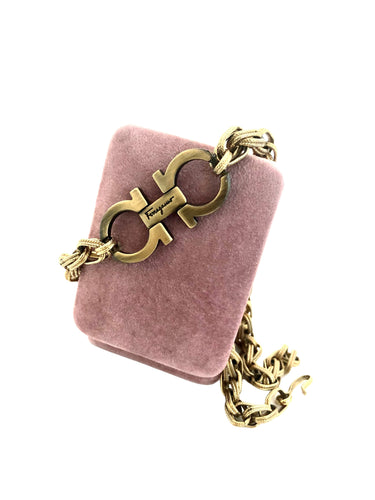 Repurposed Vintage Salvatore Ferragamo Antique Gold Chocker
