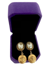 Load image into Gallery viewer, Repurposed Versace Medusa Vintage Pearl Earrings