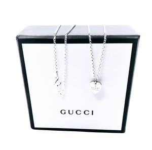 Repurposed Gucci Small Heart Charm Sterling Silver Necklace