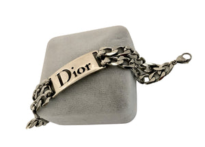 Repurposed Vintage Silver Tone Dior Cut-Out Hardware Bracelet