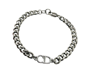 Repurposed Dior Cut-Out Charm Silver  Bracelet
