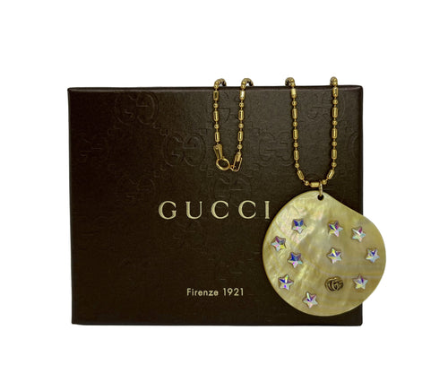 Repurposed Mother of Pearl & Iridescent Stars Gucci Necklace