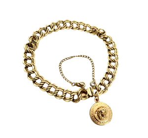 Repurposed Iconic Versace Medusa Charm  Gold Bracelet