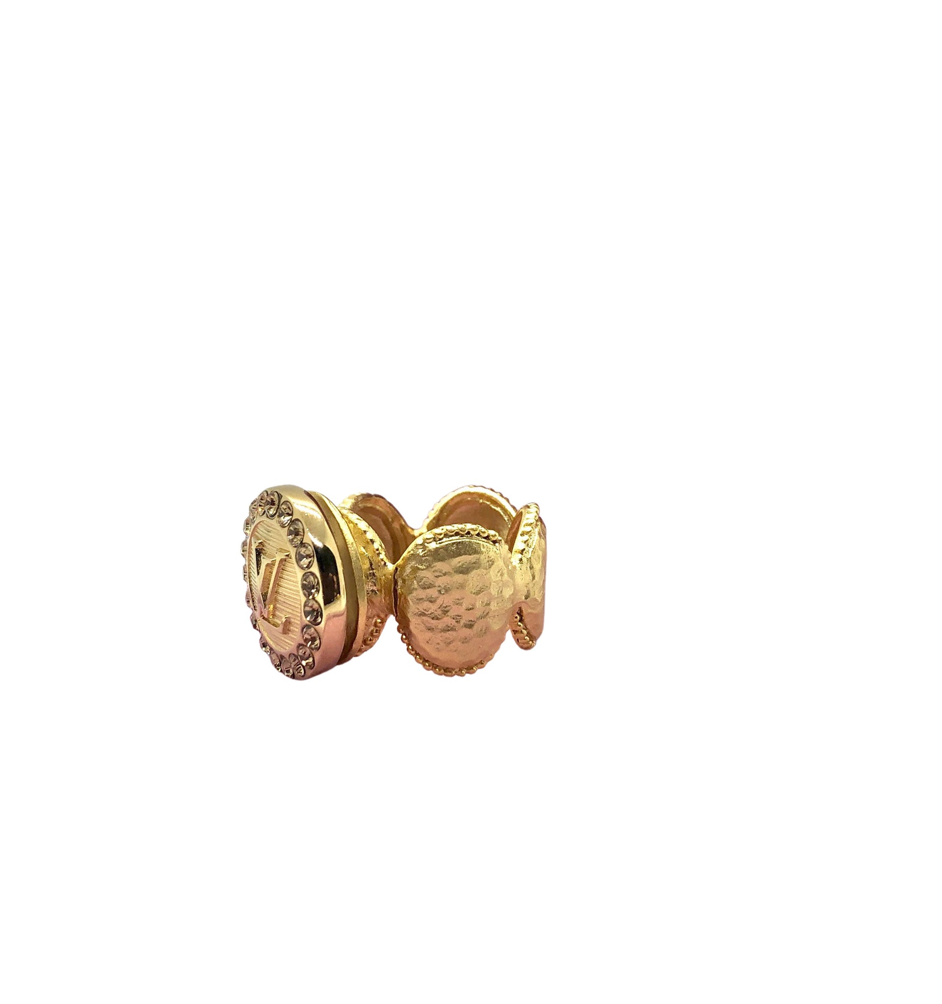 Repurposed Very Rare Louis Vuitton Textured Gold Button Bracelet –  DesignerJewelryCo