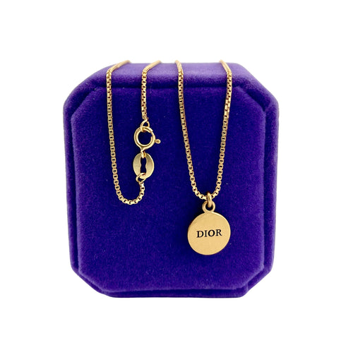 Repurposed Circle Dior Charm Gold Necklace