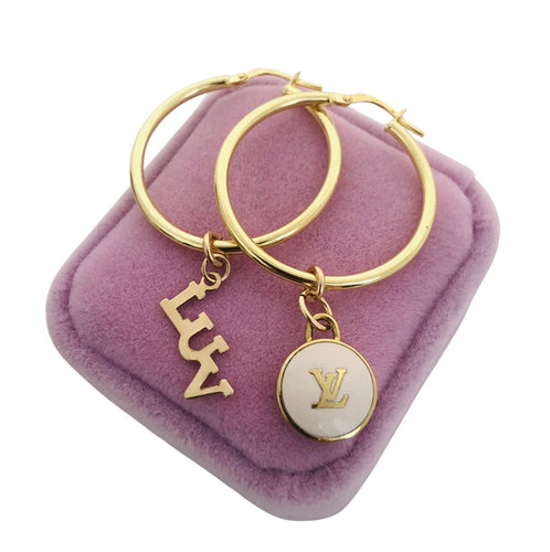 Repurposed Louis Vuitton Luv Asymmetrical Earrings