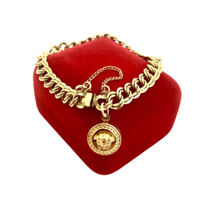 Repurposed Iconic Versace Medusa Charm  Gold Bracelet