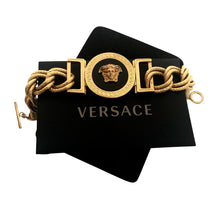 Load image into Gallery viewer, Repurposed Gold &amp; Black Versace Medusa Toggle Clasp Bracelet