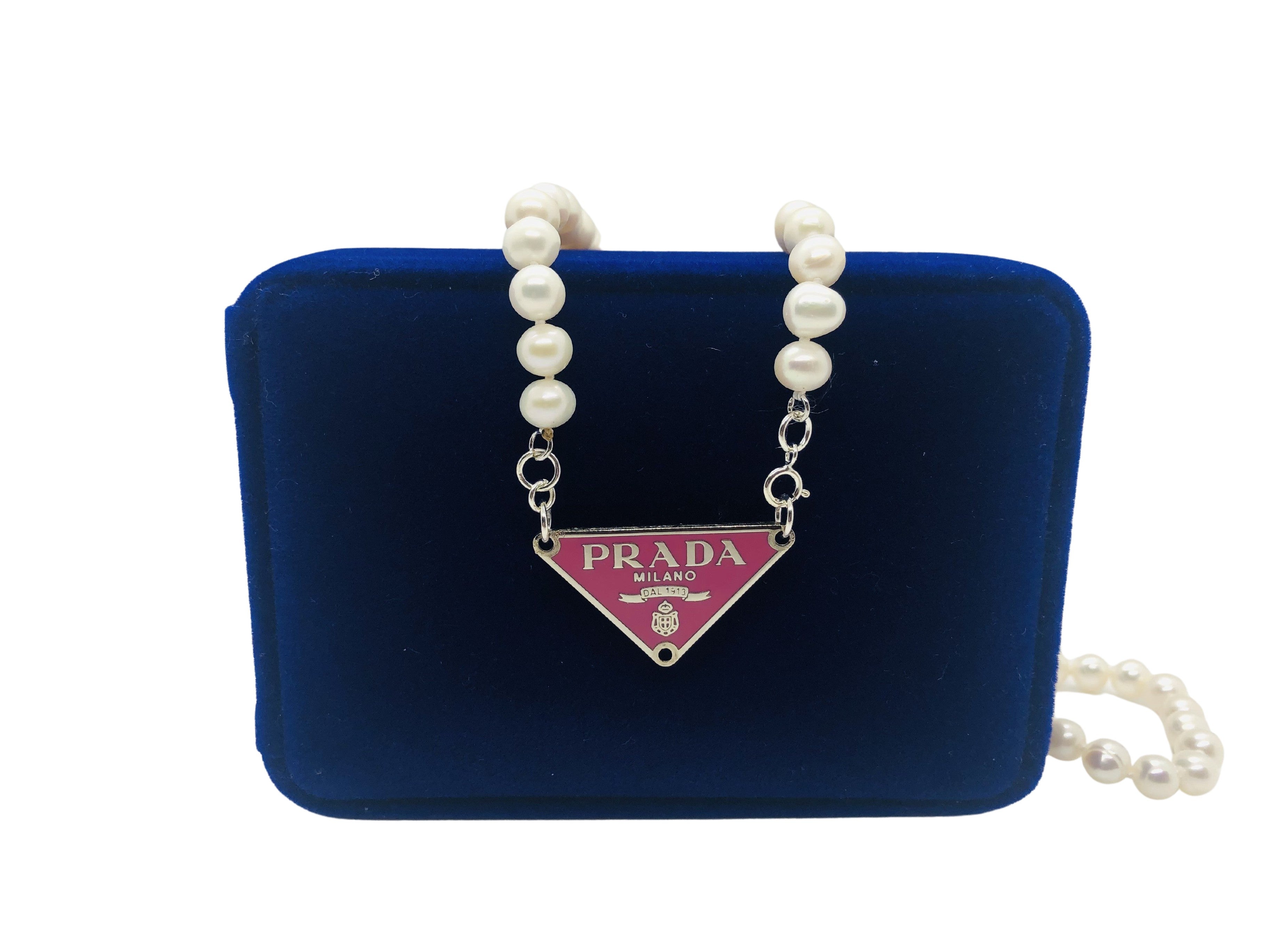 Repurposed Pink & Silver Prada Majorca Fresh Water Pearl