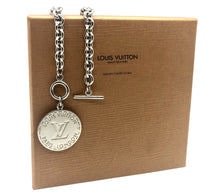 Load image into Gallery viewer, Repurposed Louis Vuitton Paris~London Coin Toggle Clasp Necklace