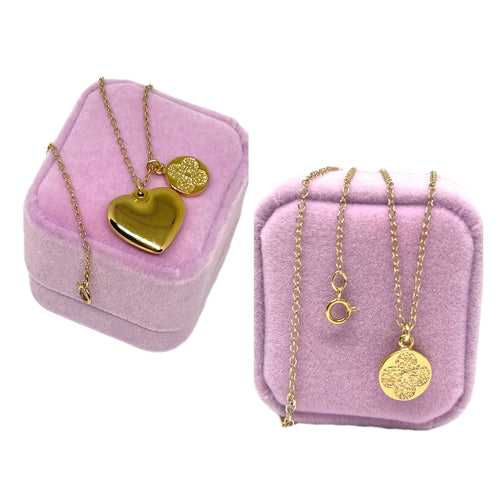 Repurposed Louis Vuitton Textured  Monogram Flower & Removable Heart Charm Necklace