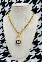 Load image into Gallery viewer, *Very Rare* Repurposed Louis Vuitton Pink &amp; Black Padlock Toggle Necklace