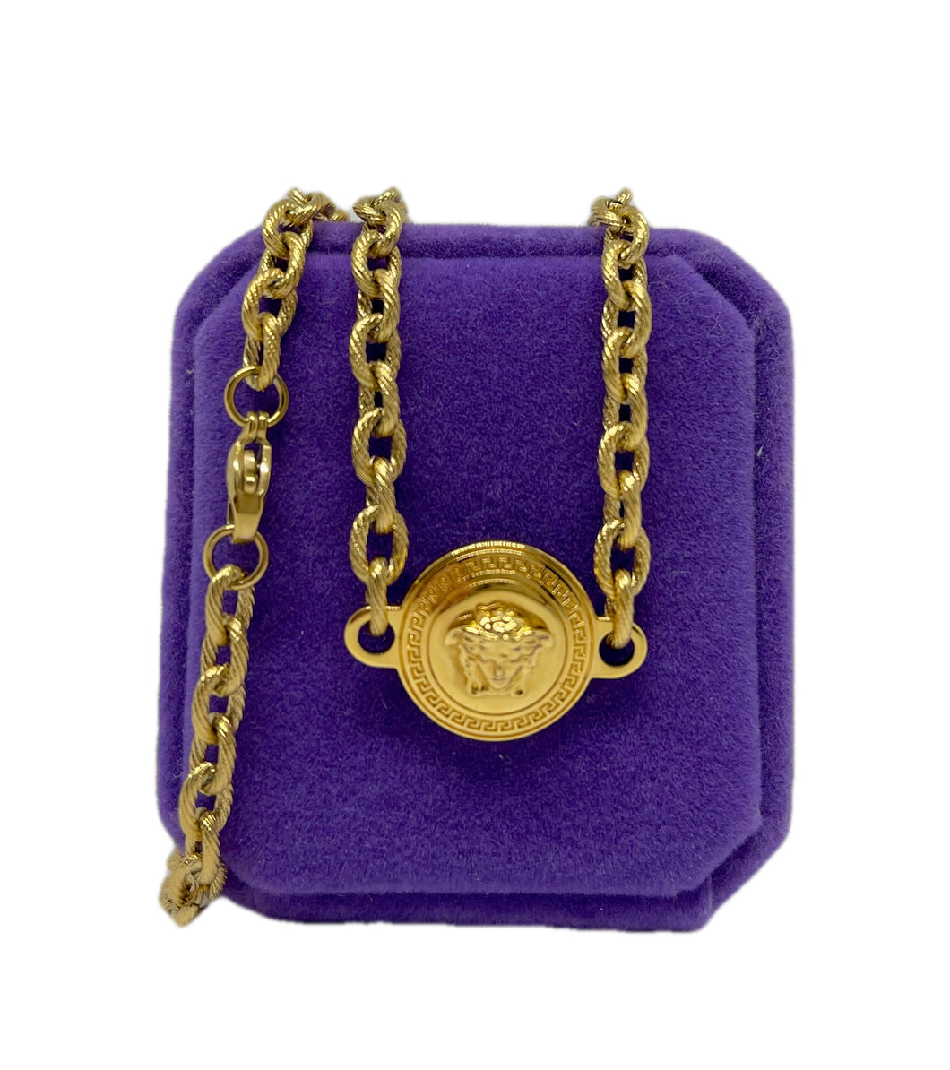 Repurposed Versace Medusa Coin Necklace