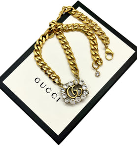 Repurposed Very Rare Large Interlocking GG Crystal Gucci Rare Necklace