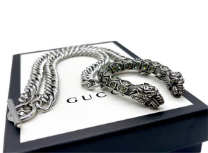 Repurposed X~Large Gucci Crystal Dionysus Toggle Clasp Necklace