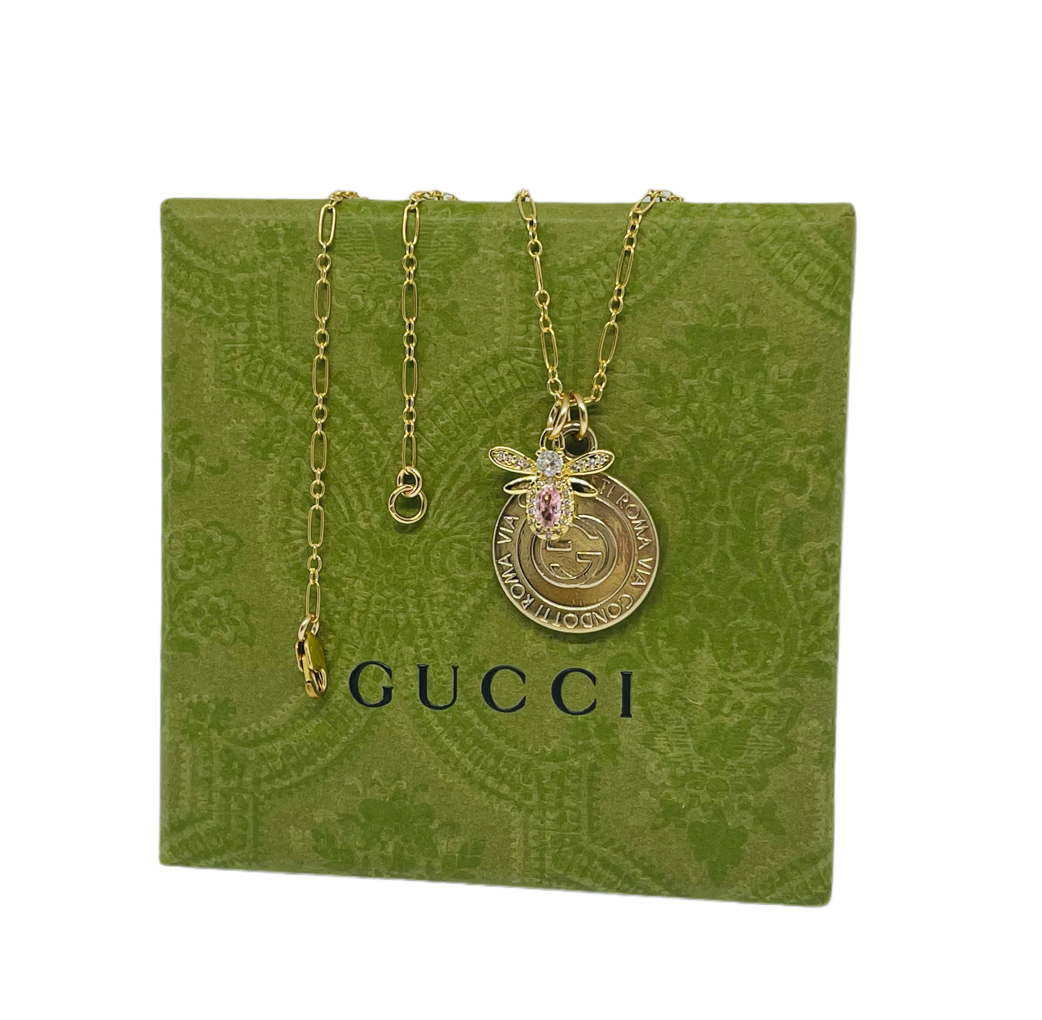 Repurposed Gucci Vintage Coin & Crystal Bee Charm Bracelet