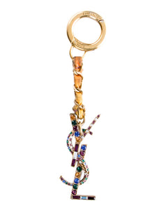 Repurposed Rare Saint Laurent Crystal YSL Charm Long Necklace