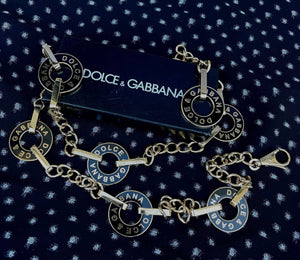 Repurposed Dolce & Gabbana Gold & Black Statement Disc Necklace