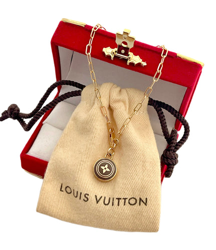 Repurposed Louis Vuitton Gold & Café Charm Paper Clip Bracelet