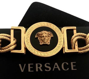 Repurposed Gold & Black Versace Medusa Toggle Clasp Bracelet