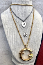 Load image into Gallery viewer, Repurposed Gucci Skull &amp; Stars Heart Reversible Charm Necklace ~Limited Edition