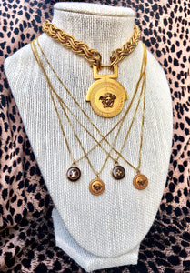 Repurposed Rare Versace Matte Gold Medusa Necklace