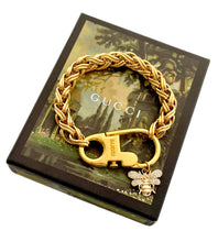 Load image into Gallery viewer, Repurposed Vintage Gucci KeyClasp &amp; Bee Charm Bracelet