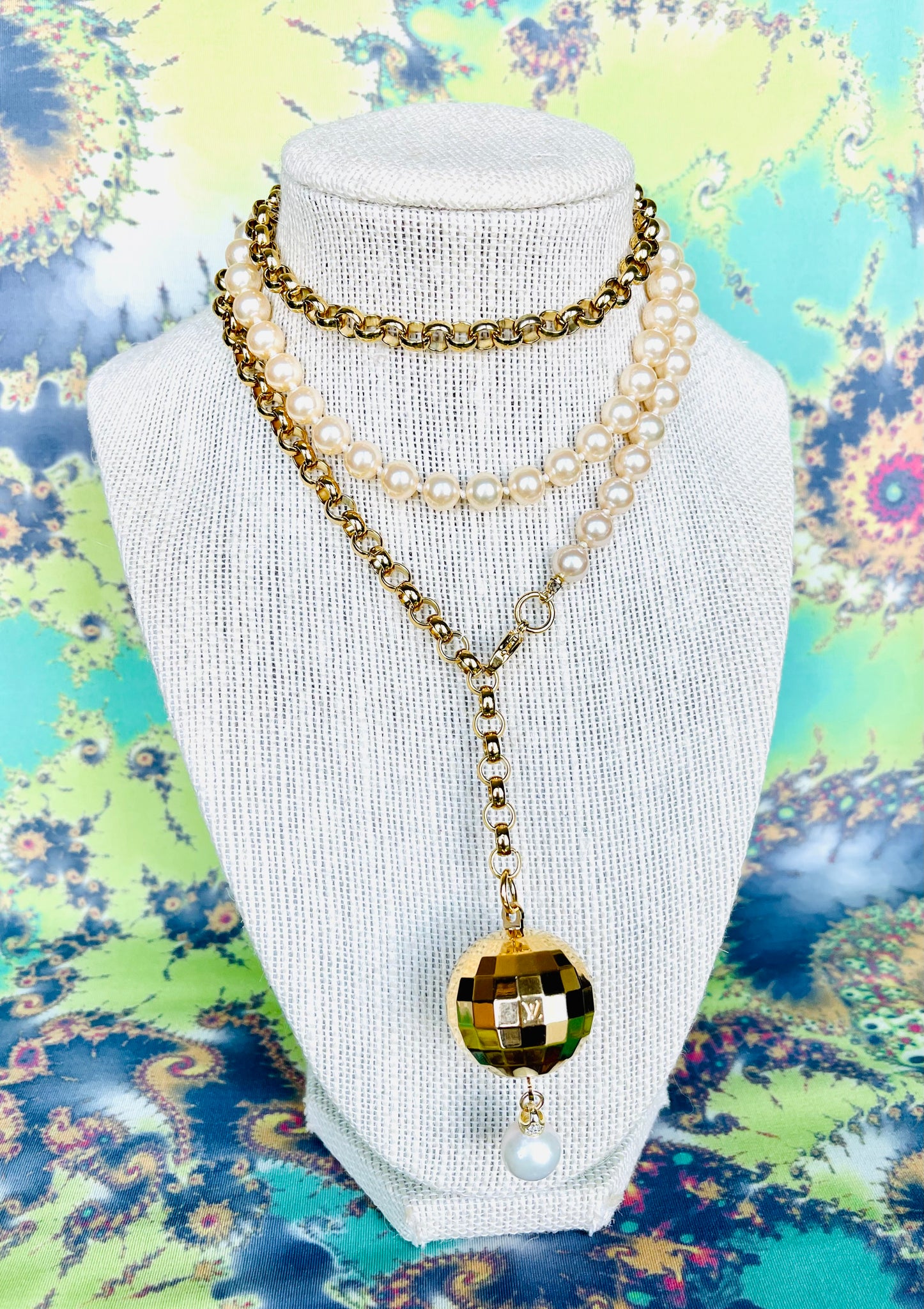 Upcycled YSL bead necklace