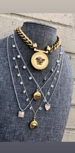 Load image into Gallery viewer, Repurposed Two-Tone Versace Medusa Charm Crystal Necklace