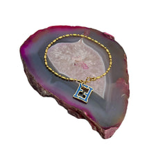 Load image into Gallery viewer, Repurposed Ocean Blue &amp; Gold Enameled Fendi Signature Charm Bracelet
