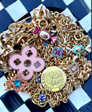Load image into Gallery viewer, Repurposed Louis Vuitton Fuschia &amp; Gold Candy Charm