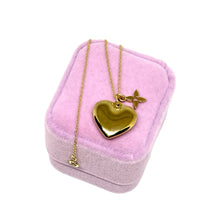 Load image into Gallery viewer, Repurposed Louis Vuitton Monogram Flower &amp; Removable Heart Charm Necklace