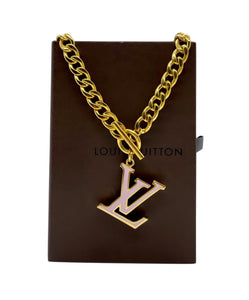 X~Large Repurposed Pink & Gold Louis Vuitton Toggle Clasp Necklace