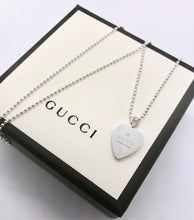 Load image into Gallery viewer, Repurposed Small Gucci Heart Sterling Silver Charm Necklace