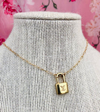 Load image into Gallery viewer, Repurposed Louis Vuitton Gold LV Padlock Necklace