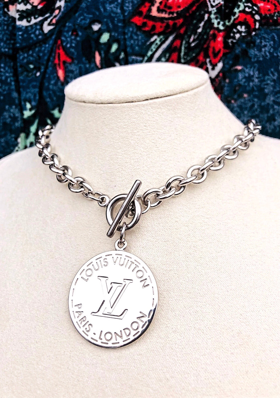 Repurposed Vintage Silver LV Lock Necklace