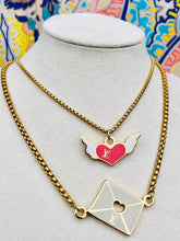 Load image into Gallery viewer, Repurposed Rare Louis Vuitton Heart &amp; Wings Charm Necklace