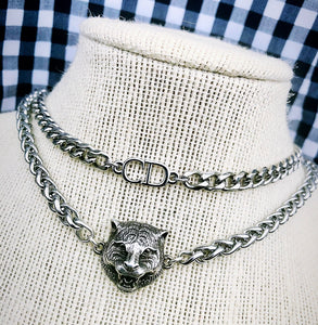 Repurposed Dior Cut-Out Charm Silver Chocker