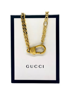 Repurposed Gucci Keychain Clasp & Removable Snake/Heart Charm Necklace