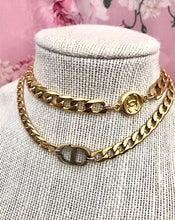 Load image into Gallery viewer, Repurposed Christian Dior Gold CD Charm Chocker