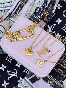 Repurposed Louis Vuitton Key~Clasp Heart Charm Bracelet