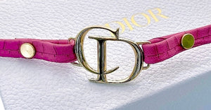 Repurposed Christian Dior Hardware Pink Leather Belt