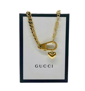 Repurposed Gucci Keychain Clasp & Removable Snake/Heart Charm Necklace