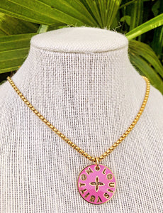 Repurposed Large Louis Vuitton Pink & Purple Logo Cut~Out Necklace –  DesignerJewelryCo