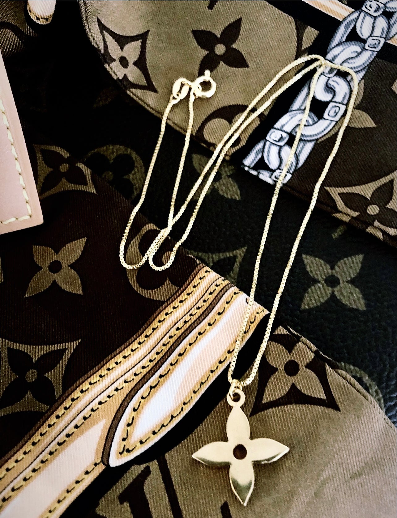 Repurposed Silver & Magenta Louis Vuitton Signature Logo Necklace –  DesignerJewelryCo