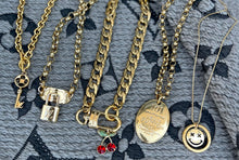 Load image into Gallery viewer, Repurposed Louis Vuitton Keychain Clasp &amp; Cerises Charm Necklace