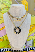 Load image into Gallery viewer, Repurposed Dolce &amp; Gabbana Gold/Black Statement Disc Necklace
