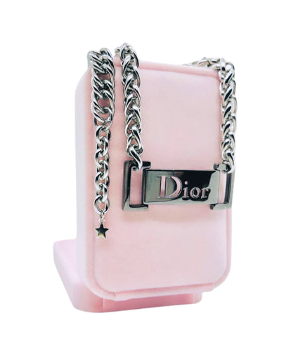 Repurposed Dior Hardware Silver & Gunmetal Necklace