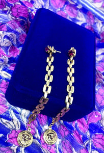Repurposed Versace Medusa Vintage Crystal Earrings