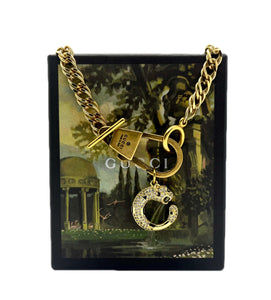 Repurposed Gucci Jaguar Keychain Clasp Textured Vintage Necklace